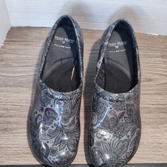 Nurse Mates Pillow Top Clogs women's size 11 M dark silver / black - Picture 5 of 13